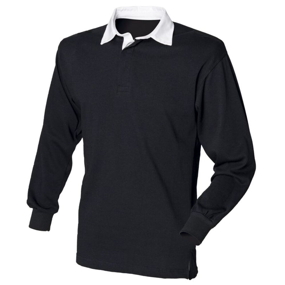 Front Row Long Sleeve Classic Rugby Sports Cotton Plain Polo Shirt /T-Shirt /Top